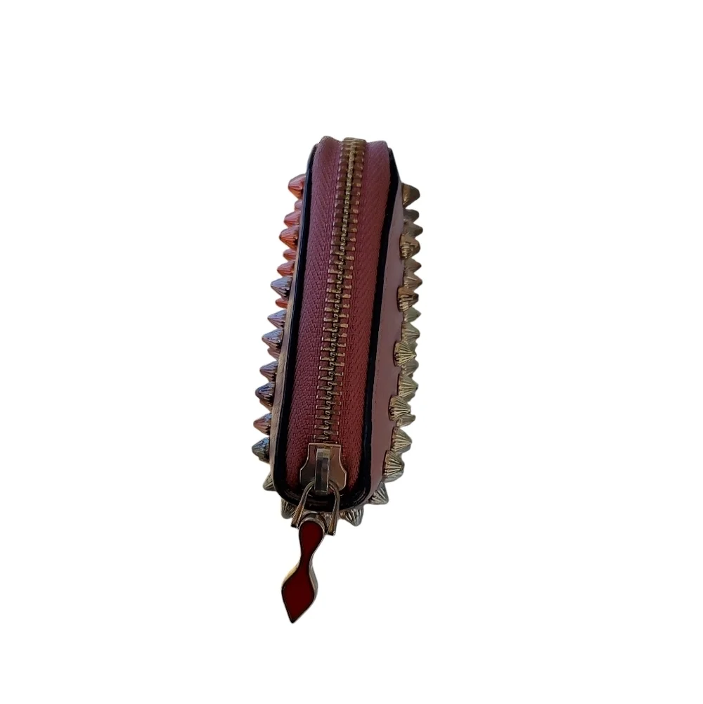 Authentic Christian Louboutin Candy Pink Leather Studded Wallet With Dust Bag